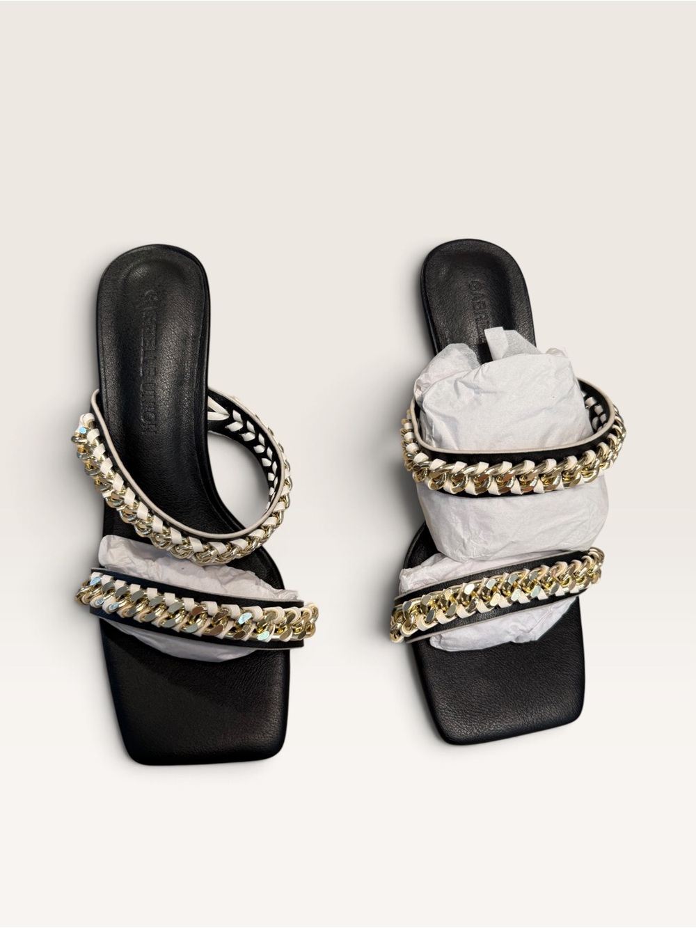 Black Chain-Trim High Heel Slide Mules - Picture 8 of 10